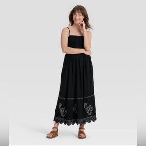 Universal Thread Smocked Black Embroidered Maxi Sundress